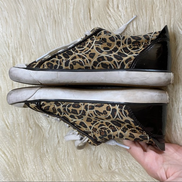 COACH tan / brown leopard Barrett sneakers 7 - Picture 9 of 14